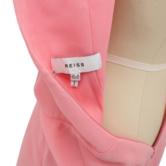 Reiss Delilah Strappy One Shoulder Pink Asymmetrical Hem Midi Dress 2 - Picture 9 of 9